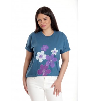 Bluza Dama, Albastru cu Pictura Murala II