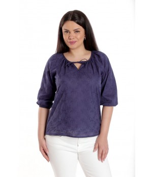 Bluza Dama, IE, Albastra cu broderie sparta