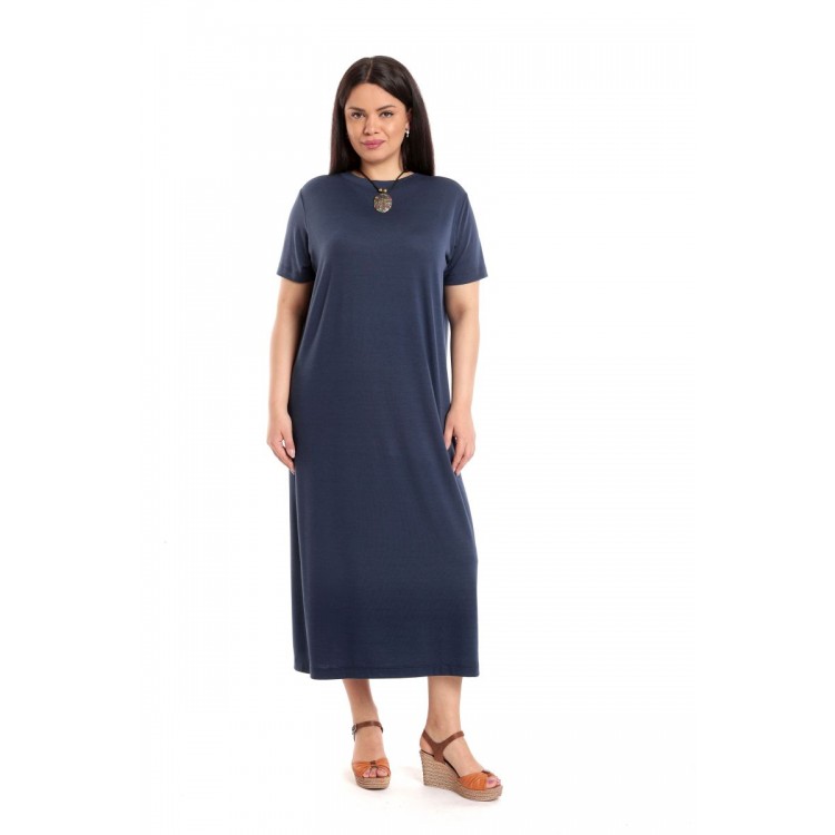Rochie Dama Lunga Tricot, Bleumarin inchis din Viscoza