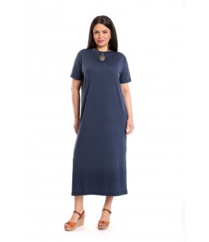 Rochie Dama Lunga Tricot, Bleumarin inchis din Viscoza