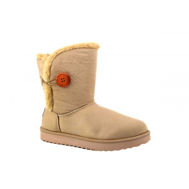 Cizme dama imblanite bej cu nasture