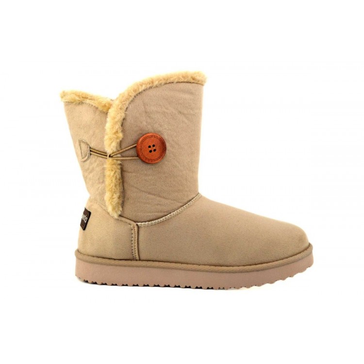 Cizme dama imblanite bej cu nasture