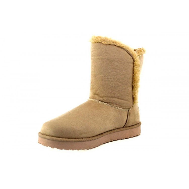 Cizme dama imblanite bej cu nasture