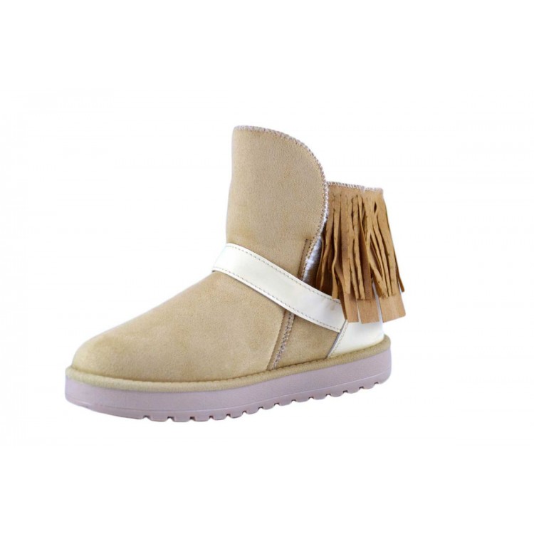 Cizme dama Bej cu franjuri imblanite