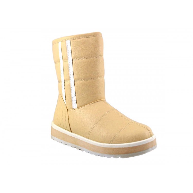 Cizme dama bej imblanite scurte 2Stripes