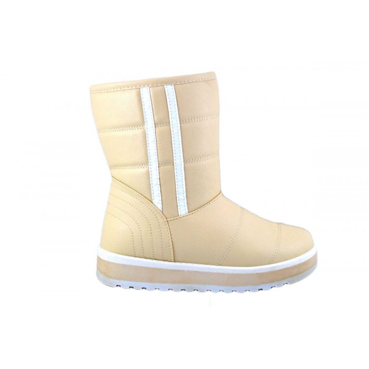 Cizme dama bej imblanite scurte 2Stripes