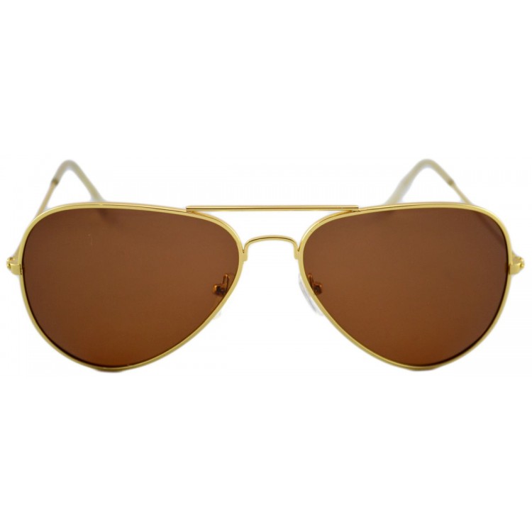 Ochelari de soare Aviator maro deschis cu Auriu Polarizati