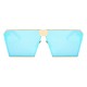 Ochelari de soare Rectangular Plat Oglinda Albastru cu Auriu
