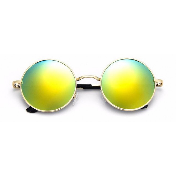 Ochelari de soare Rotunzi Retro John Lennon Verde reflexii cu Auriu Ochelari de soare Rotunzi Retro John Lennon Verde reflexii cu Auriu