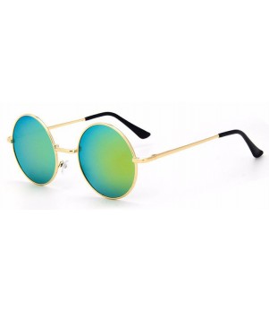 Ochelari de soare Rotunzi Retro John Lennon Verde reflexii cu Auriu