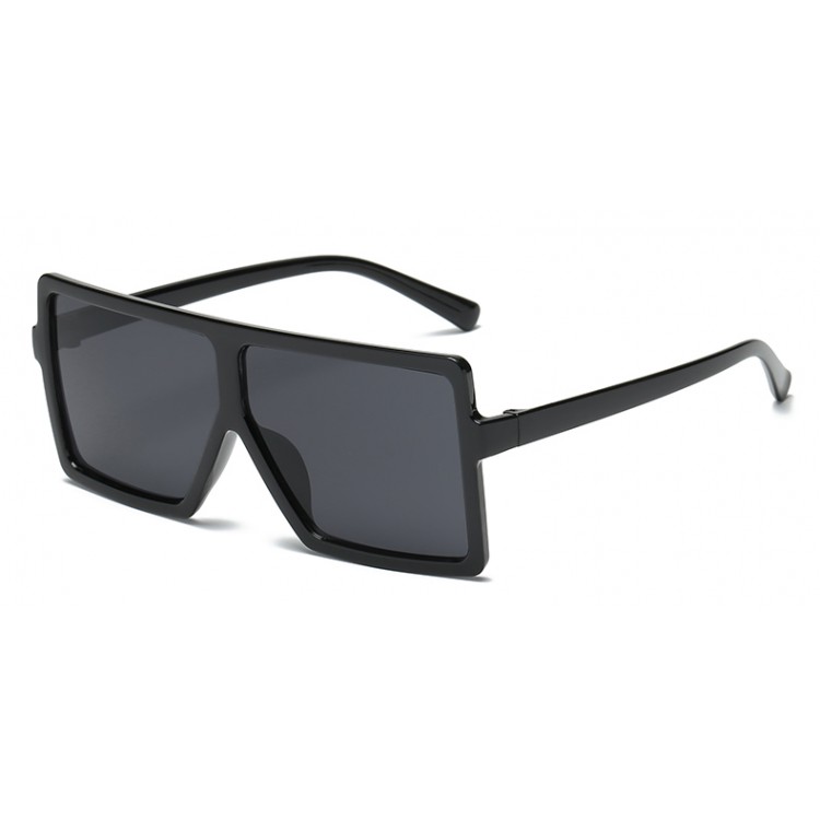 Ochelari de soare Rectangular Plat Supradimensionati Negru