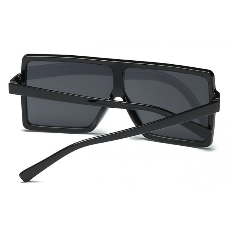 Ochelari de soare Rectangular Plat Supradimensionati Negru