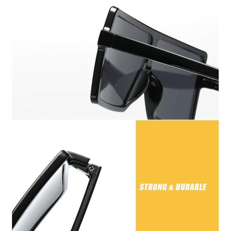 Ochelari de soare Rectangular Plat Supradimensionati Negru