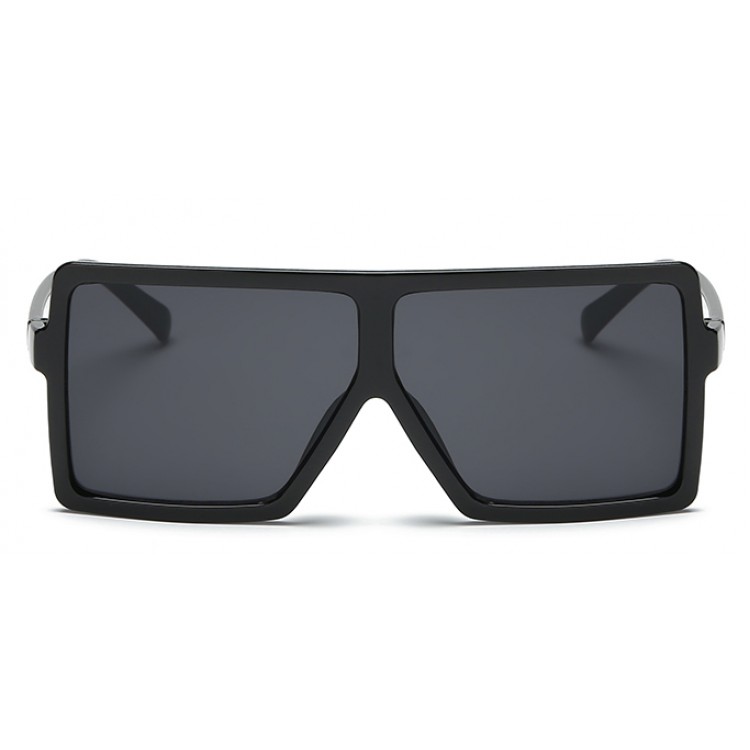 Ochelari de soare Rectangular Plat Supradimensionati Negru