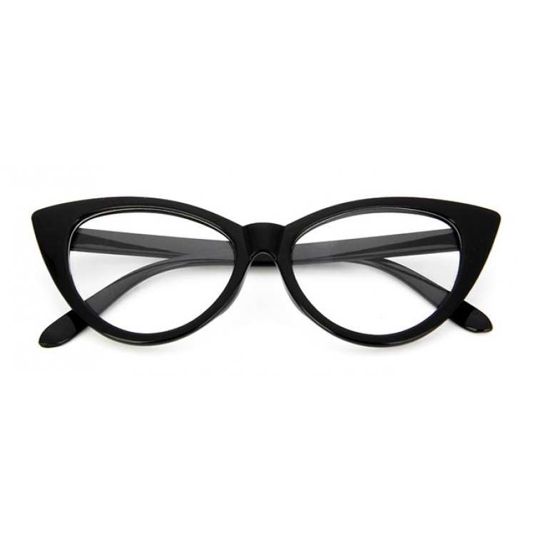 Ochelari tip rame cu lentile transparente Ochi de pisica Cat eye Negru