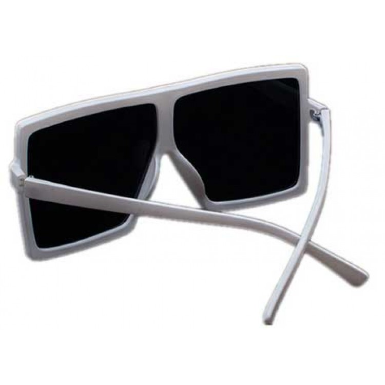 Ochelari de soare Rectangular Plat Supradimensionati Alb Ochelari de soare Rectangular Plat Supradimensionati Alb