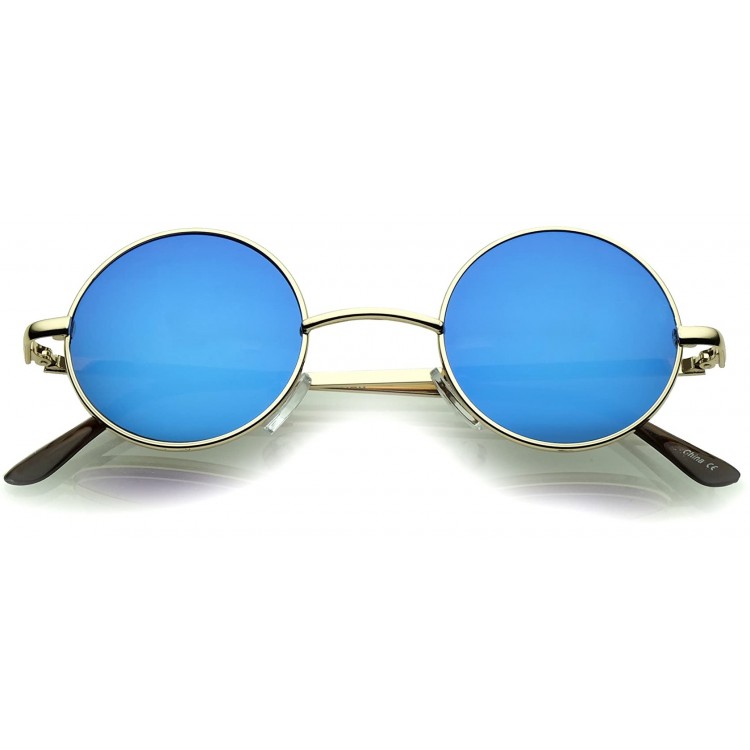 Ochelari de soare Rotunzi Retro John Lennon Albastru cu Auriu