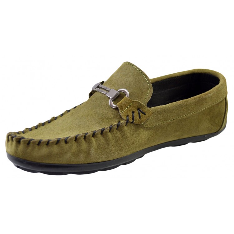 Mocasini Barbatesti Verzi din Piele intoarsa Naturala Slip-on