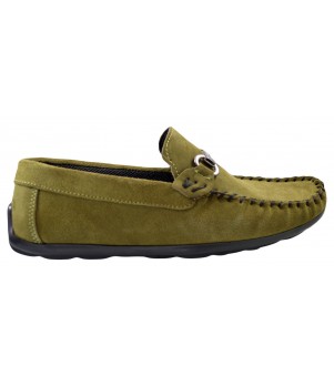 Mocasini Barbatesti Verzi din Piele intoarsa Naturala Slip-on