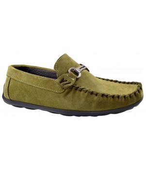 Mocasini Barbatesti Verzi din Piele intoarsa Naturala Slip-on