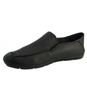Mocasini Barbati, Negru, cu fermoar, perforati - Corner