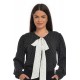 Bluza Dama cu Funda, Ampla, Neagra cu buline albe