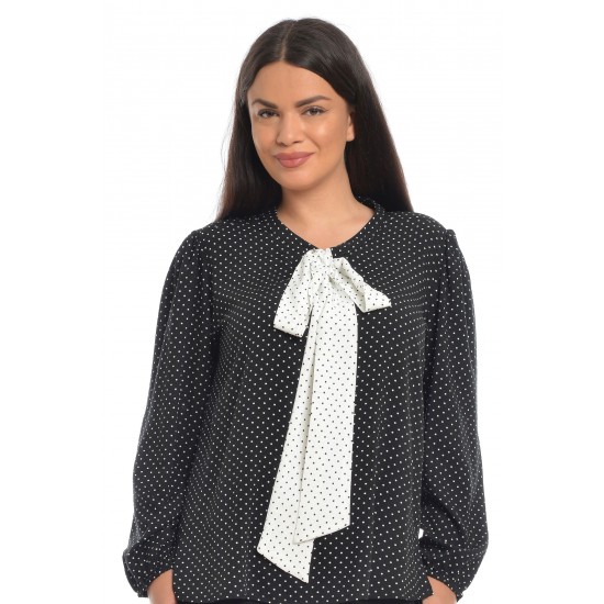 Bluza Dama cu Funda Ampla Neagra cu buline albe Bluza Dama cu Funda Ampla Neagra cu buline albe