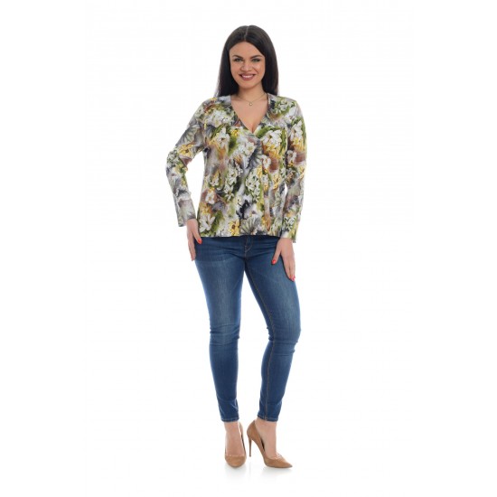 Bluza Dama Multicolora cu Imprimeu Floral si decolteu V Bluza Dama Multicolora cu Imprimeu Floral si decolteu V