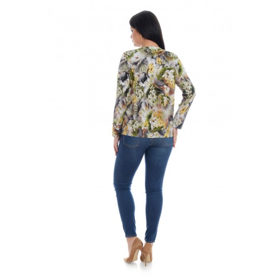 Bluza Dama Multicolora cu Imprimeu Floral si decolteu V Bluza Dama Multicolora cu Imprimeu Floral si decolteu V