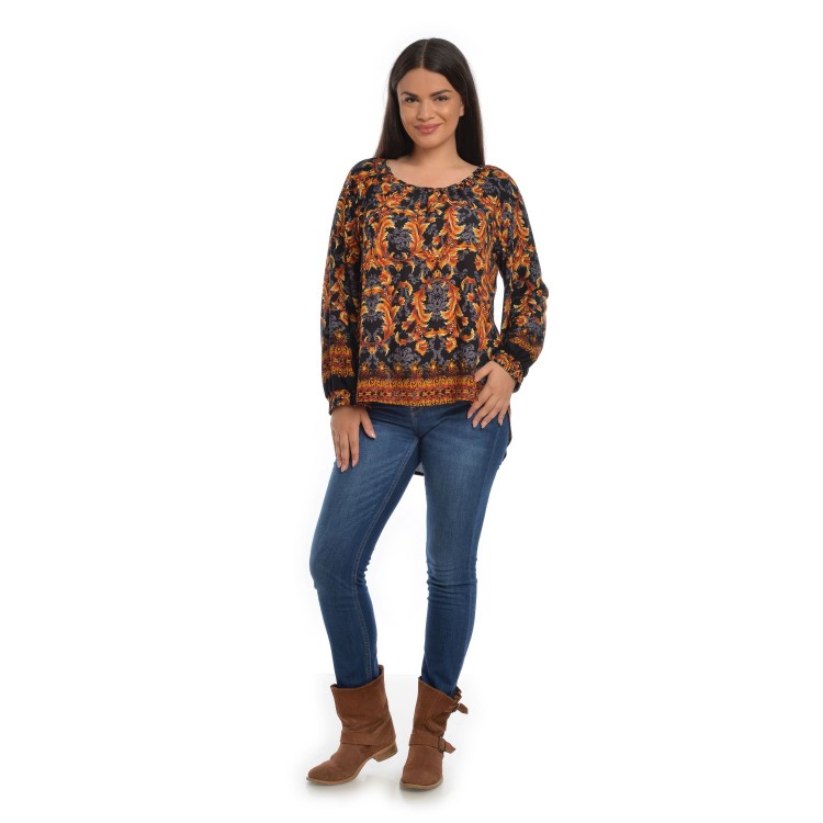 Bluza Dama Multicolora cu Imprimeu Combinat Bluza Dama Multicolora cu Imprimeu Combinat