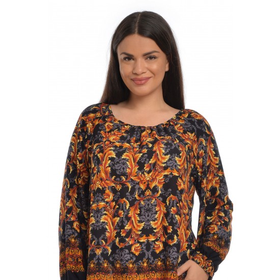 Bluza Dama Multicolora cu Imprimeu Combinat Bluza Dama Multicolora cu Imprimeu Combinat