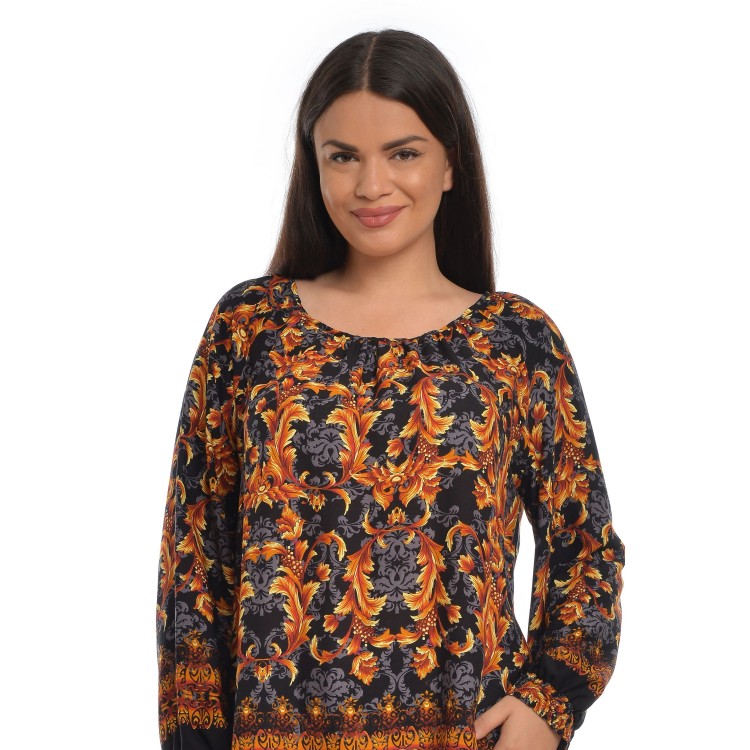 Bluza Dama Multicolora cu Imprimeu Combinat Bluza Dama Multicolora cu Imprimeu Combinat