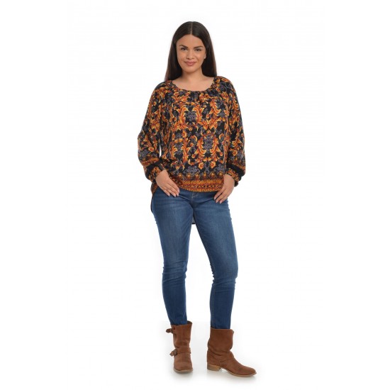 Bluza Dama Multicolora cu Imprimeu Combinat Bluza Dama Multicolora cu Imprimeu Combinat