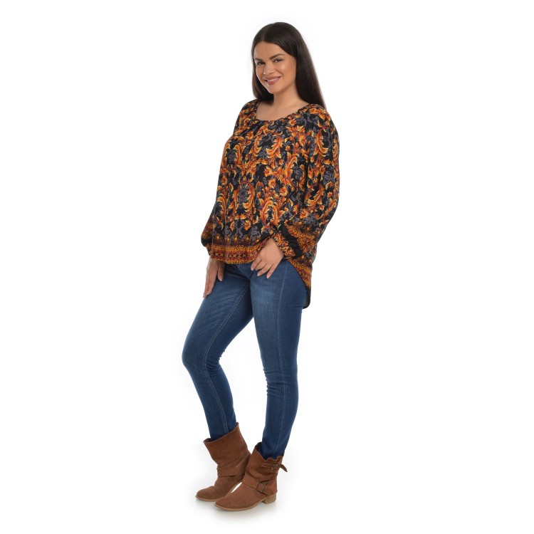 Bluza Dama Multicolora cu Imprimeu Combinat Bluza Dama Multicolora cu Imprimeu Combinat
