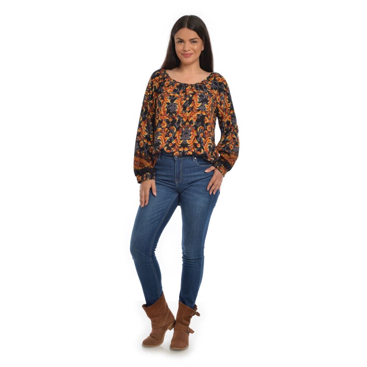 Bluza Dama Multicolora cu Imprimeu Combinat Bluza Dama Multicolora cu Imprimeu Combinat
