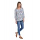 Bluza Dama, Alb Bleumarin Ampla cu model Bluza Dama, Alb Bleumarin Ampla cu model