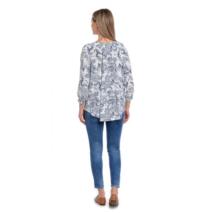 Bluza Dama, Alb Bleumarin Ampla cu model Bluza Dama, Alb Bleumarin Ampla cu model