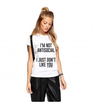 Tricou dama alb - I'm not antisocial