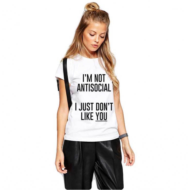 Tricou dama alb - I'm not antisocial Tricou dama alb - I'm not antisocial