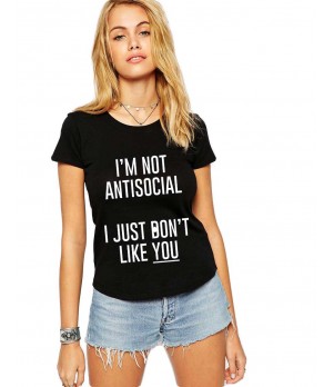 Tricou dama negru - I'm not antisocial