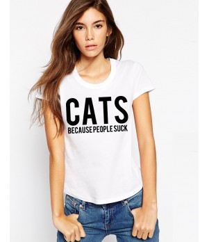 Tricou dama alb - CATS