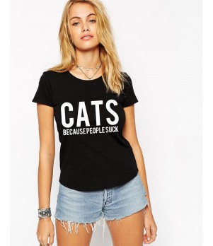 Tricou dama negru - CATS