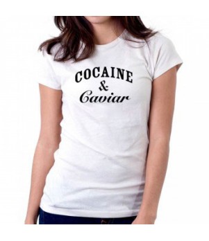 Tricou dama alb - Cocaine & Caviar