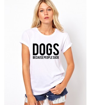 Tricou dama alb  -  DOGS