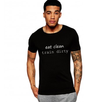 Tricou negru barbati - Eat Clean Train Dirty