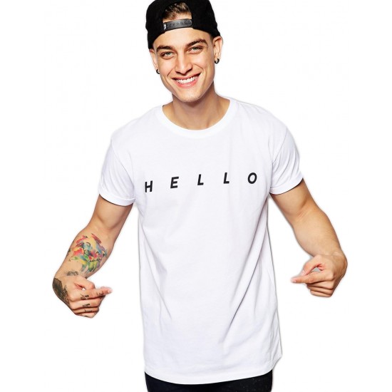 Tricou barbati alb - HELLO Tricou barbati alb - HELLO