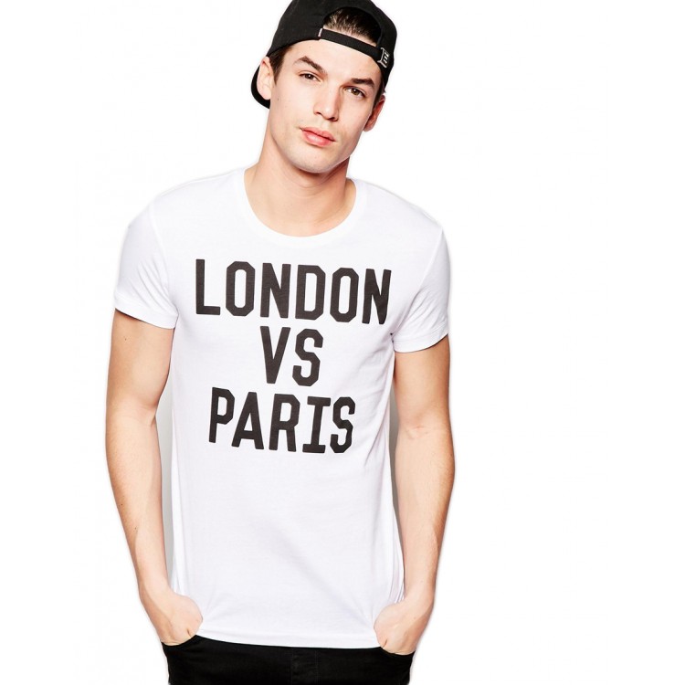 Tricou alb barbati - London vs Paris