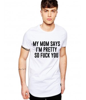 Tricou alb barbati - My Mom Says