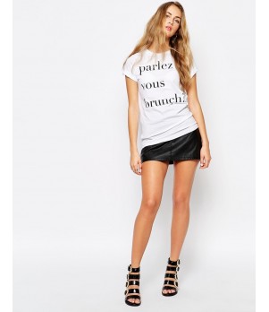Tricou dama alb -  Parles vous brunch