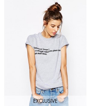 Tricou dama gri  - Tomorrow, a strange unknown place were i get stuff done